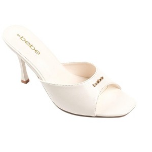 bebe Womens' Stiletto Mule Heels - High Heel Slip-On Sandals with Logo Rivet - 1 of 4