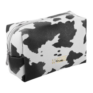 Unique Bargains Portable Makeup Bag Cosmetic Travel Toiletry Bag Waterproof Case Make Up Organizer Case for Women Black White - 1 of 4