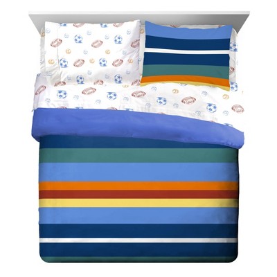 Vintage Stripe Multicolor Organic Cotton Queen Bed Set