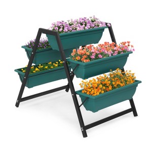 Slickblue Vertical Raised Planter Bed, Ladder Design, Garden Stand for Herbs & Veggies, Black, 25.6x35.8x31.1in - 1 of 4
