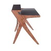 Vynxaria Contemporary Desk - Walnut Wood Frame & Grey Wood Top, Raised Hutch, Fixed Height, 100 lbs Weight Limit - 3 of 4
