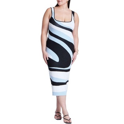ELOQUII Women's Plus Size Intarsia Column Dress