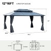 GDFStudio Emerson Outdoor 12' x 16' Aluminum Gazebo with Polycarbonate Double Roof, Curtains and Netting - 3 of 4