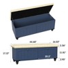 Wooden Storage Ottoman Bench with Safety Hinge, Upholstered Entryway Bench with Cushioned Seat - 2 of 4