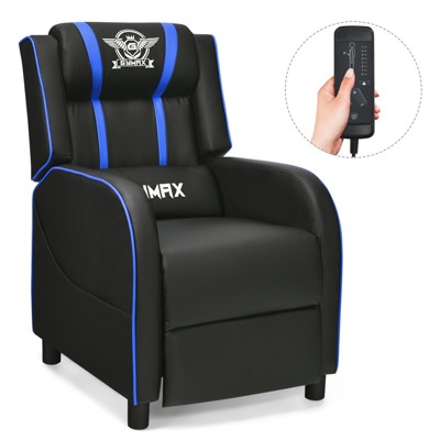 Tangkula PU Leather Gaming Recliner Chair Single Massage Lounge Sofa with Lumbar Cushion