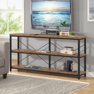 UbMelt 55.12 Inch Console Table with 3-Tier Storage Shelves,Industrial Entryway Table for Living Room & Entryway,Brown - 1 of 4