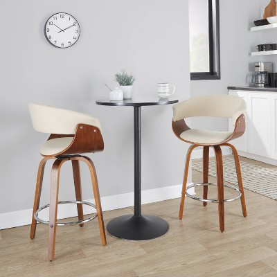 Beige Swivel Wood and Metal Counter Stool Set