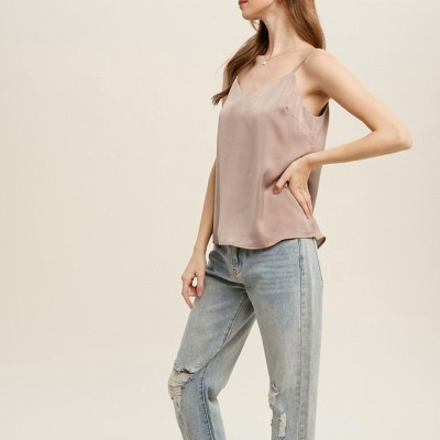 Women's Satin V-Neck Cami - WISHLIST