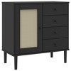 vidaXL Sideboard SENJA Rattan Look Black 31.5 in.x15.7 in.x31.5 in. Solid Wood Pine - 2 of 4