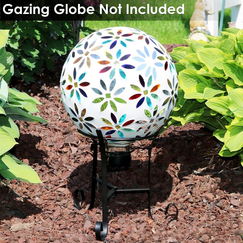 Sunnydaze Indoor/Outdoor Decorative Steel Scroll Gazing Ball Stand for 10" or 12" Outdoor Garden Gazing Globes - 9" H - Black, 6 of 9
