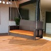 Resenkos 2-Person Wicker Swing Bench, Outdoor Patio Swing Chair With Cushions,  Perfect for Garden, Orange - 2 of 4