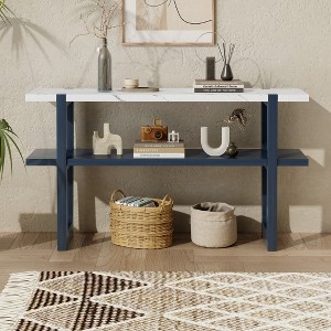 Retro Console Table, with Drawer and Shelves, Versatile Storage Solutions, for Entryway, Living Room and Hallways, Available in Multiple Colors - 1 of 4
