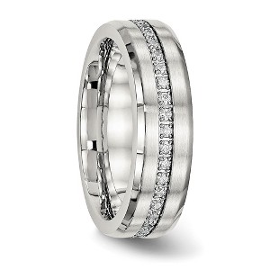 Chisel Stainless Steel Brushed and Polished with Cubic Zirconia 6.5mm Band Ring - 1 of 4