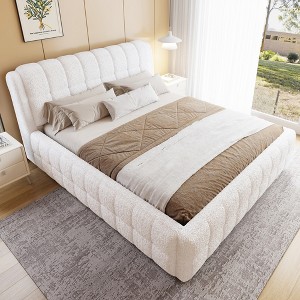 California King/King Size Upholstered Platform Bed with Headboard - ModernLuxe - 1 of 4