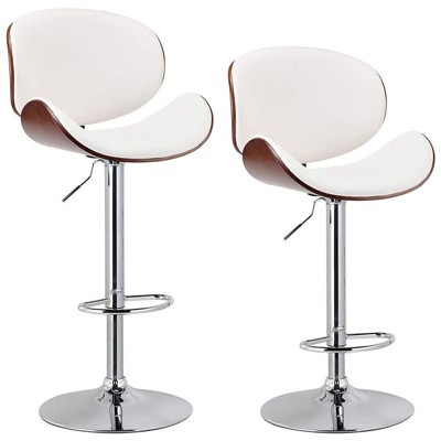 Gikpal Barstools, Adjustable Bentwood Barstools, Modern PU Leather Upholstered Bar Chair with Back and Footrest, for Bar, Dining Room