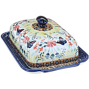 Blue Rose Polish Pottery M080 Manufaktura Large Butter Dish - 1 of 2