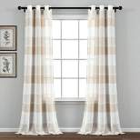 Set of 2 38"x84" Textured Stripe Grommet Sheer Window Curtain Panels - Lush Décor