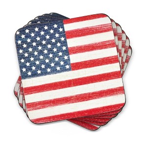 Pimpernel American Flag Coasters, Set of 6,4.25" Square - 1 of 4