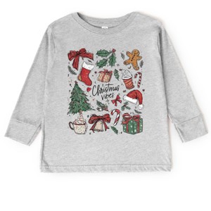 Christmas Vibes Sketched - Toddler Long Sleeve Graphic Tee - 1 of 4