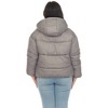 Plus Size Full Front Zip Hooded Bomber Puffer Coat  - White Mark - 3 of 4