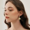 14K Gold & Silver Disc Leverback Earrings, Hypoallergenic Hammered Circle Drop Dangle Jewelry for Gifts - 2 of 4