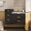 KWPZQEB Wall Mounted Floating Cabinet with Ceramic Sink & Side Cabinet Combo, Rectangular Vanity W/ Drawers & Door, Storage Cabinet for Bathroom - 3 of 4
