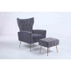 TiramisuBest Upholstered Accent Chair with Tufted Cushions & Ottoman, Velvet Modern Lounge Chair for Living Room/Home Office, Gray - 2 of 4