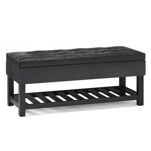 Black leather ottoman store target