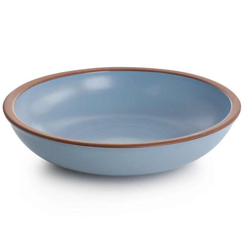 Soho Lounge Lagos 16 Piece Terracotta Double Bowl Dinnerware Set in Solid Matte Blue, 5 of 9