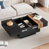 Square Coffee Table with Sliding Tabletop, High Gloss Center Table with Hidden Storage Compartment, Extendable Cocktail Table - 3 of 4