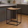 HomeRoots 26" Natural and Black Solid Wood and Iron Backless Counter Height Bar Chair - 2 of 4