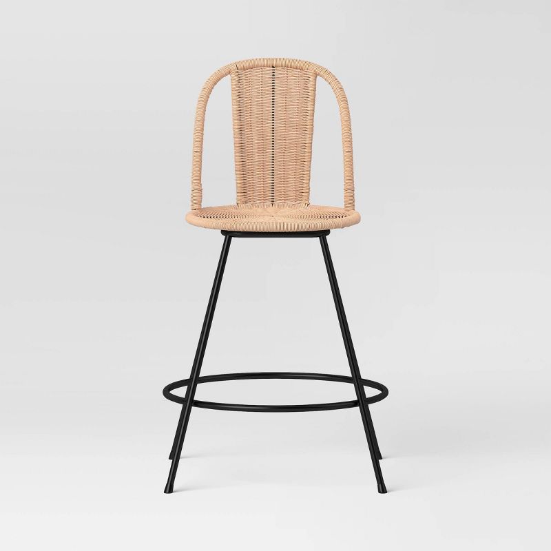 Olivine Rounded Back Woven Counter Height Barstool with Metal Legs Natural - Threshold&#8482;, 4 of 10