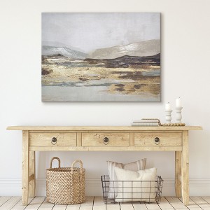 Americanflat 30x40 Canvas Wall Art Featuring Beige, Brown, Blue and White Tones with Hand-Painted Accents and Gold Foil -Landscape Wall Art - 1 of 4