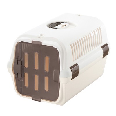 Richell: Pet Travel Carrier II - Medium White - Dog & Cat Transporter, Collapsible Design for Storage, Small Pets Up to 17.6 lbs, Latches to Seat Belt