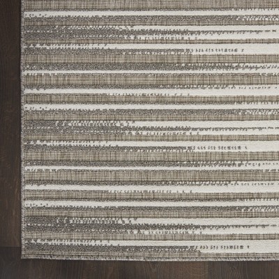 Calobra Light Grey Striped 4' x 6' Hand-Knotted Synthetic Rug