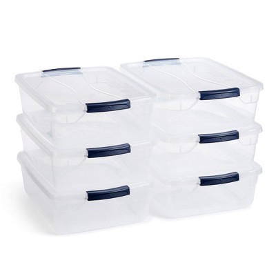 Rubbermaid Cleverstore Home/Office 6 Quart Clear Plastic Storage Tote  Container Box Bin with Lid for Garage or Basement, (12 Pack)