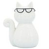 Sagebrook Home Cat with Glasses Sculpture - Contemporary Porcelain White and Black Cat Statue for Home or Office Decor - 2 of 4