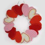 14.2" Felt Heart Valentine's Day Wreath Pink/Red - Spritz™