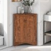 Bathroom Storage Cabinet With Adjustable Shelves, 31 Inch High Corner Cabinet With Triangle Design-Cuddlewood - 3 of 4