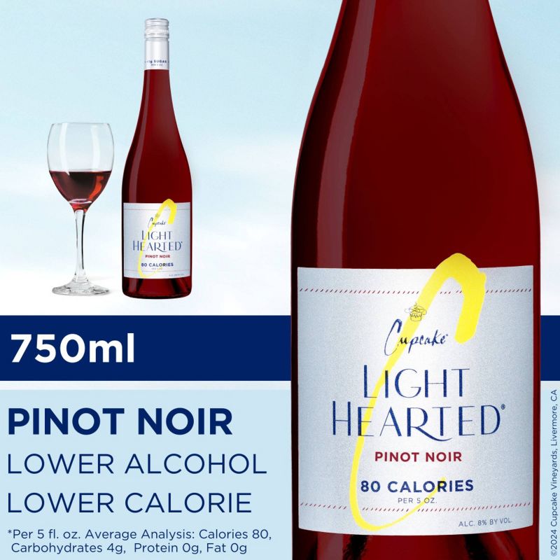 Cupcake LightHearted Pinot Noir Red Wine - 750ml Bottle, 3 of 11