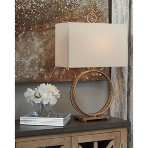 Mahala Table Lamp Antique Gold: Elegant Braided Metal, Rectangle Shade - Signature Design by Ashley - 1 of 3