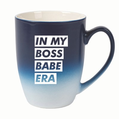 Elanze Designs In My Boss Babe Era Two Toned Ombre Matte 10 ounce New Bone China Coffee Tea Cup Mug For Your Favorite Morning Brew, Navy Blue and