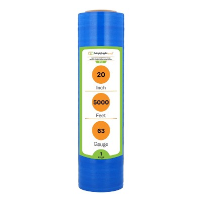 PSBM 1 Roll Opaque Blue Machine Length Hand Stretch Wrap, 20 in. x 5000 Ft. x 63 Ga