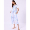 cheibear Women's Pajama Set Tie Dye Short Sleeve Capri Pants Lounge Sets with Pockets - 2 of 4
