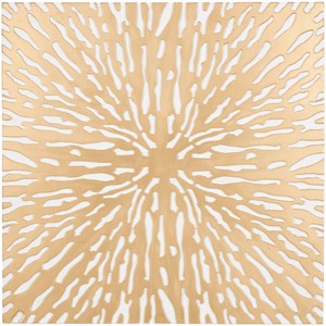 Wooden Starburst Abstract Carved Wall Decor with White Backing Gold - Olivia & May - 1 of 4