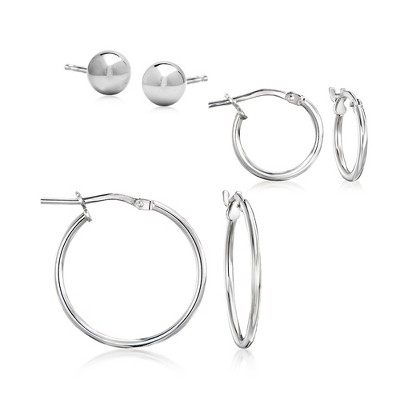 Ross-Simons Italian Sterling Silver Jewelry Set: 3 Pairs Of Hoop and Stud Earrings