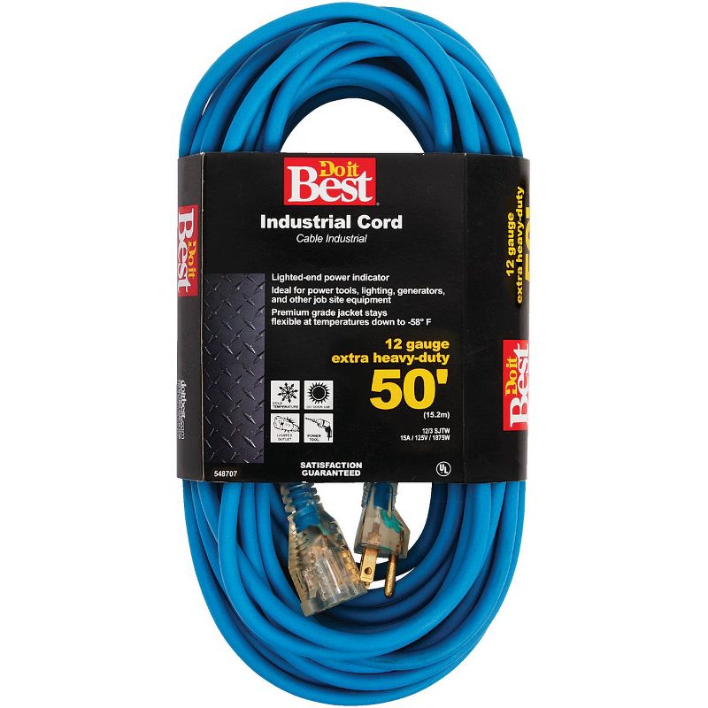 Do it Best  50 Ft. 12/3 Industrial Outdoor Extension Cord RL-JTW123-50X-BL, 1 of 2