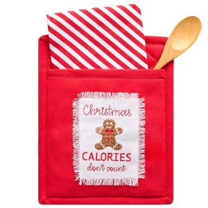 The Lakeside Collection Kitchen Towels Holiday Housewarming Gift Set - Towel & Wooden Spoon Gift Set - 1 of 2