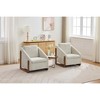 MAYEERTY Chenille Upholstered Armchair, Wooden Side Frame Cushioned Seat, Living Room Bedroom, Beige - 3 of 4