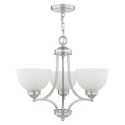 Somerset Brushed Nickel 3-Light Chandelier with Satin Glass